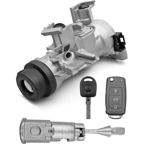 Ignition Switch Lock Cylinder Replace 1K0905865 1K0905841 Fit for VW Jetta Golf Eos Rabbit Tiguan 2004-2018 Audi A3 TT 2003-2013, with Intelligent Key & Mechanical Key, 48-Chip 433 Frequency