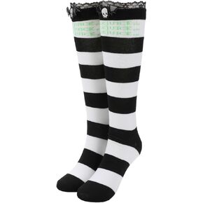 Bioworld Beetlejuice Betelgeuse Women's Black & White Striped Knee High Socks
