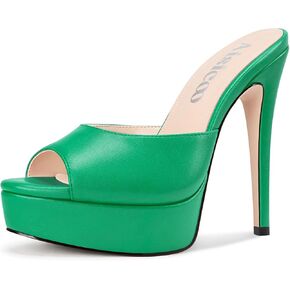 Aisicoo Womens Stiletto High Platform Heel Peep Open Toe Sandals Mules Shoes Slip-on Prom Party Dress Summer 5.3 Inches Heels