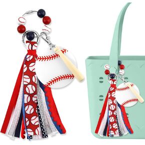 Baseball Tassel Charms Pendant Sports Tassel Charm Keychain for Beach Tote Bag Handbag Backpack