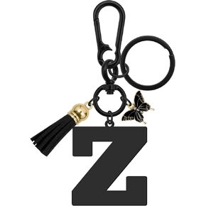 Dabihu Initial Letter Keychain Letter A-Z Keychain with Butterfly Tassel Metal Alphabet Keyrings for Handbag Purse Backpacks