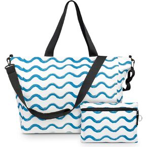 Travel Beach Bag Tote, Lightweight Packable Beach Bag for Women, Foldable Beach Bag for Travel, Packable Beach Tote