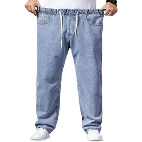 Jean Joggers for Men Loose Fit Elastic Waist Denim Pants