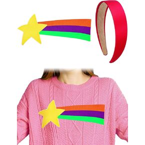 2 PCS تصحيح نجم التصحيح وملحقات أزياء عقال الساتان الوردي - Cosplay Halloween Cartoon for Women Girls