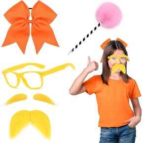 Orange Costume Include Furry Headband Yellow Mustache and Eyebrows for Book Week Dress Up