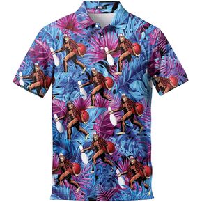 ACEPrints Colorful Hawaiian Polo Shirts for Men Casual Mens Polo Shirts Short Sleeve Golf Shirts for Men