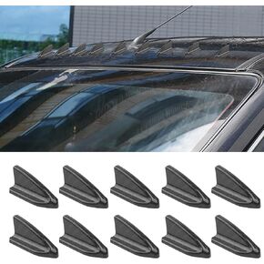 10 PCS Car Diffuser Shark Fin Antenna, Roof Wing Air Vortex Generator, Waterproof and Sun-Proof Self-Adhesive Tail Wing Aerodynamic Spoiler Antenna, Universal for Cars (Carbon Fiber Black)