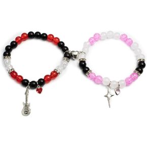 مطابقة الأساور للأزواج ， حبات الصداقة 2pcs Pinky Promise Best Friends مسافة سوار مطابقة لأساور العلاقة للأزواج أصدقاء هدايا المجوهرات لأفضل صديق