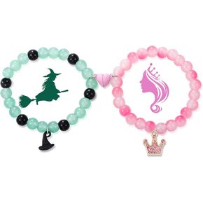 2-Piece Set Galinda Friendship Matching Bracelets Princess Crown Witch Hat Design Matching Bracelets -Best Friends Bracelets Accessories For Couples Gifts
