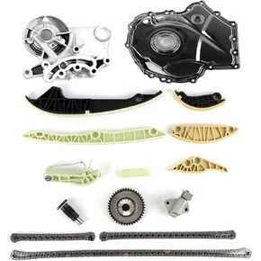 Timing Chain Kit with Cover & Magnet Fits for A3 A4 A5 A6 Q5 TT Allroad 2.0T, for Beetle EOS GTI Jetta Passat B6 Tiguan CC 2.0T EA888 Engine, With 1 Year Warranty