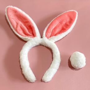 M&G House Easter Bunny Headband Bunny Ears Tail Rabbit Headband Cosplay Toy Plush Easter Gift