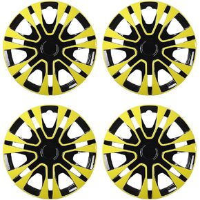 Hubcaps 4 Pack Wheel Cover 15Inch Rim Replacement Snap on Car Wheel ABS Material Universal Rim Protector for Car Truck SUV Yellow