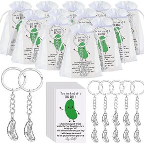 Sasylvia 30 Set Employee Appreciation Gifts Pickle Keychains with Positive Cards Bulk Inspirational Gifts for Coworker Staff Teacher Friends