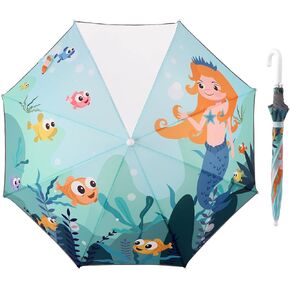 SoulRain Kids Umbrella with POE Window Design Safe Function，for Toddler Boys Girls,with an Easy Grip Curved Handle