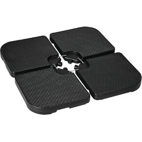 Outsunny HDPE Material Patio Umbrella Base Weights Sand Filled up to 175 Lb. for Any Offset Umbrella Base | 4-Piece, Water or Sand Filled, All-Weather, Black (Square)