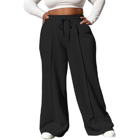 YeGine Women Plus Size Wide Leg Sweatpants Elastic Waist Loose Fit Summer Casual Drawstring Baggy Active Pants