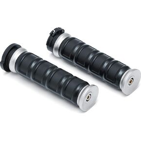 Kuryakyn 6675 Dillinger Handlebar Grips للتحكم في الخانق الإلكترونية: 2008-19 Harley-Davidson Motorcycles ، ساتان أسود ، زوج واحد