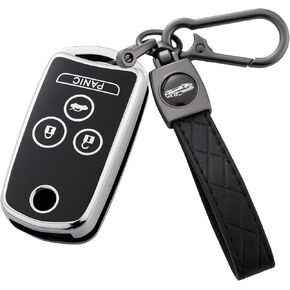 Key Fob Cover with Keychain for Acura MDX RDX 2007-2013 (Black)