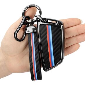 Car Key Fob Cover with Fashion Keychain, Heavy Metal Key Shell Case Fit for BMW 2 5 6 7 Series X1 X2 X3 X5 X6 GT Series, Blade Shape Car Key Case Accessories for Men (1 PCS)