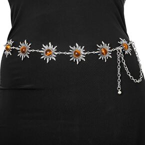 Navoky Tiger Eye Sun Waist Chain Belt Body Chains Adjustable Costume Belly Bracelet Jewelry Accessories for Women
