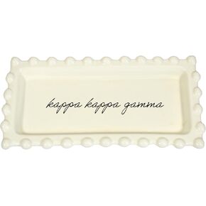Sorority Shop Kappa Kappa Gamma Jewelry Dish - Rectangular Gloss Finish Ceramic tray with Sorority Name in Cursive Script, Multi-Function Ceramic Ring Dish, Ideal for Jewelry and Keys