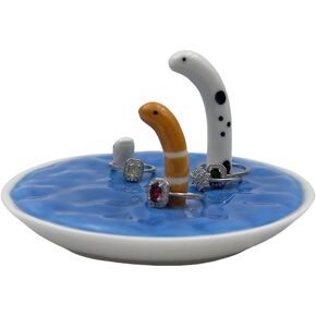 Creative Cute Garden Eel Ceramic Jewelry Ring Dish Holder Trinket Organizer Storage Tray Housewarming Home Decoration Ornament