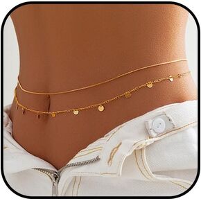 Gold Belly Chains for Women Layered Body Chains Waterproof Waist Chain Adjustable Belly Chains Delicate Beach Body Jewelry Accessories