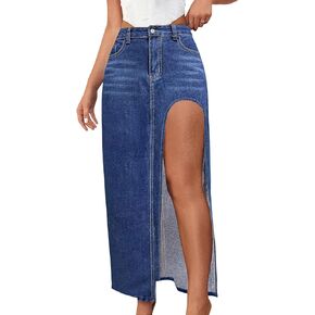 Sematomala Women's Women High Split Maxi Skirt High Cherced عالي الخصر
