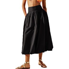 Summer Bubble Y2K Maxi Skirt for Women Nasual Trendy Trend Long Skirt مرنة الخصر