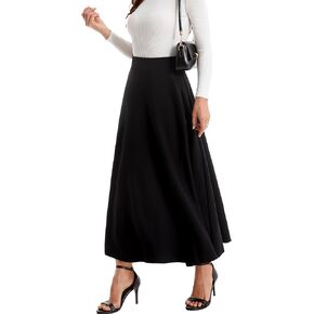 Womens Winter Mid Carf Long Skirt Stretch Slim fit Pleated Casual Cotton Skirt