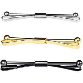 3 Pieces Collar Bar Necktie Tie Clips Collar Bar Mens Shirt Collar Bar Pin Clips Clasp Collar Stay Tie Clip Necktie Bar Pinch Clips Mens Shirt Collar Clip