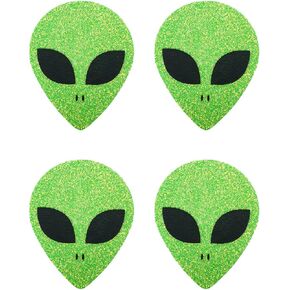 Breast Petals Disposable Glitter Alien Nipple Stickers 2 Pairs Green