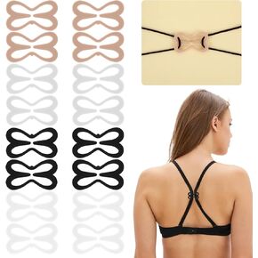 Molain 16Pcs Bra Strap Holder Clips for Racerback, Anti-Slip Bra Clips for Back, Cross Back Clips Buckles for Conceal Straps and Cleavage Control(4 Colors)