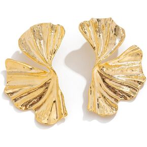 Irregular Petal Earrings For Women,Gold Statement Earring Vintage Exaggerated Leaf/Flower/Sectored Dangle Earrings Punk Stylish Metal Twisted Earring Jewelry in Saudi Arabia
