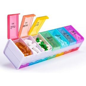 Daviky Extra Large Weekly Pill Organizer 2 Times a Day, XXL Pill Box 7 Day with AM PM Large Compartments, BPA-Free Daily Medicine Case, Jumbo Pill Holder for Fish Oils, Vitamins & Supplements（Black）