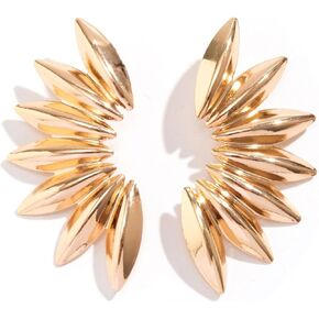 Irregular Petal Earrings For Women,Gold Statement Earring Vintage Exaggerated Leaf/Flower/Sectored Dangle Earrings Punk Stylish Metal Twisted Earring Jewelry