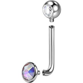 BodyAce ASTM F136 Titanium Christina Barbells, 14G Internally Threaded VCH Belly Rings, Cubic Zirconia L Bent Christina Piercing Jewelry 10/12/14/16mm