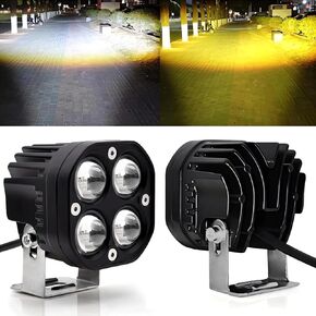 مصابيح الضباب الدافعة LED ، 3 بوصة 40W DC 12V/24V العنبر المضاد للماء + أبيض LED الضباب ضباب الضوء على الطريق الوعرة الخفيفة