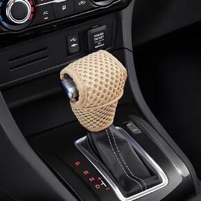Car Gear Shift Knob Cover, Breathable Car Gear Shifting Knob Cover Protector, Anti-Slip Shifter Cover Universal for Most Cars SUVs Trucks, Vehicle Interior Decor Accessories (Black+Red)