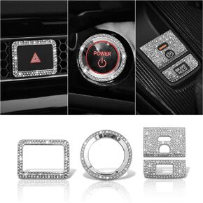 for Honda CR-V Bling Accessories, for Honda CR-V Accessories 2025 2024 2023, for Honda CRV Bling Accessories, for Honda CRV Accessories, Start Ring, Hazard, Parking Brake Covers, Chrome, Silver