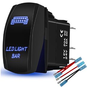تبديل موسيقى الروك الأسهم لحظة (ON) -OFF- (ON) 12V/20A 24V/10A مقاوم للماء 7PIN LASER DPDT Switch Blue Backlit مع أسلاك قوارب محبة للسيارة RV SUV