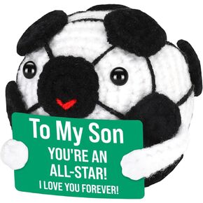 Biuniuring Funny Handmade Crochet Soccer Doll Coach Gift - تقدير فريد وشكر هدية للمدرب ، الديكور المكتبي لعشاق الرياضة ومحبي كرة القدم