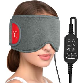 Comfytemp قناع العين الساخنة للعينين الجفاف ، وسادة تسخين العين التي يمكن ارتداؤها USB ، وقناع إغاثة الصداع النصفي ، والضغط الدافئ للعينين مع 3 إعدادات الحرارة والوقت