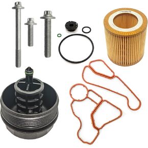 AMCC Enhanced Edition Engine Oil Filter Replacement Kit&Reinforced Gasket&Oil Filter Housing Cap&Oil Filter&Oil filter bolts （7pcs）Compatible with BMW N20 N52 N54 N55 F10 F25 Replaces: 11427953125