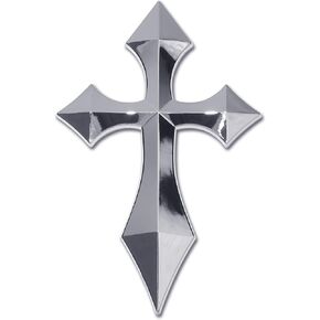 Elektroplate Pointed Cross OEM Chrome Emblem for Cars, Trucks, and All Auto | Universal Fit at 3.25" x 2.2" | Weatherproof