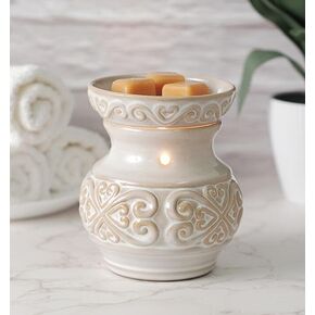 Hosley Cream Ceramic Electric Warmer for Fragrance Candle Wax Liquid Potpourri Ideal for Spa and Aromatherapy Use with Hosley Brand Wax Melts and Essential Oils and Fragrance Oils