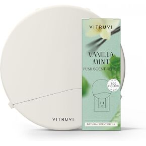 Vitruvi Push Plug-in Wall Diffuser – Starter Kit with Vanilla Mint Refill, Made with Natural Ingredients – Covers 200 Sq Ft – Long-Lasting Scent Up to 500 Hours – White