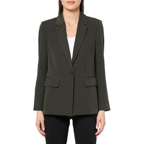 Women's Long Sleeve V Neck One Button Blazer