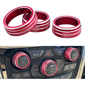 for Grand Cherokee Accessories 2023 2022-2014 AC Air Conditioner Radio Volume Switch Knob Cover for Jeep Cherokee Red Interior Car Button Decal 3 Pcs