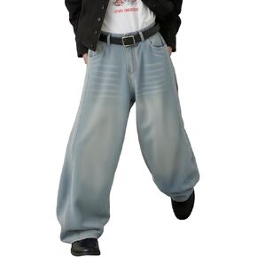 Mens Baggy Jeans Wide Leg Y2k Denim Pants Skater Hip Hop Fashion Loose Fit Casual Trousers Streetwear